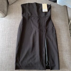 NWT Meshki Rachel Crepe Bandeau Thigh Split Dress